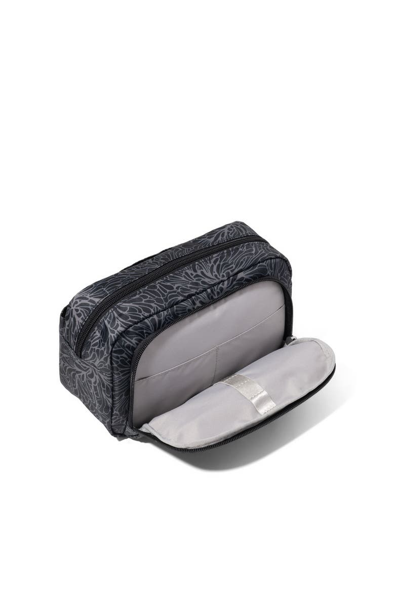 Pocket Cosmetic Bag With Brush Organization, Alternate, color, Midnight Blossom Print