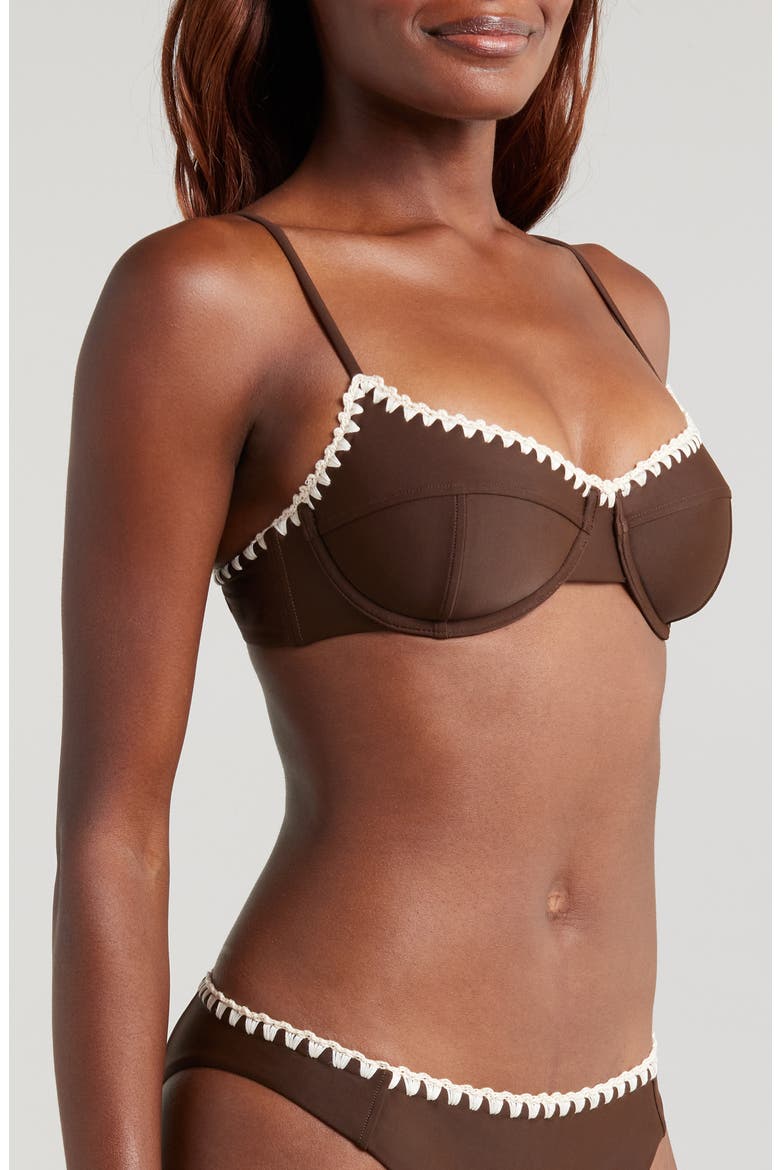Emmeline Underwire Contrast Edge Bikini Top, Alternate, color, BEACH BROWN W/CREAM CROCHET