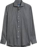 Peter Millar Brixen Tailored Fit Italian Cotton Blend Flannel Button-Up Shirt