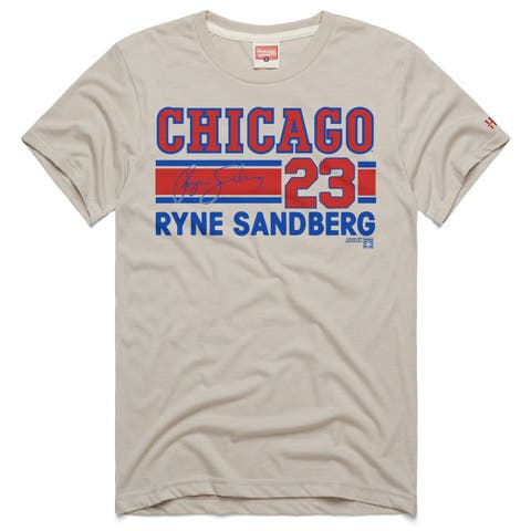 Men's Homage Ryne Sandberg Stone Chicago Cubs Signature Name & Number Tri-Blend T-Shirt