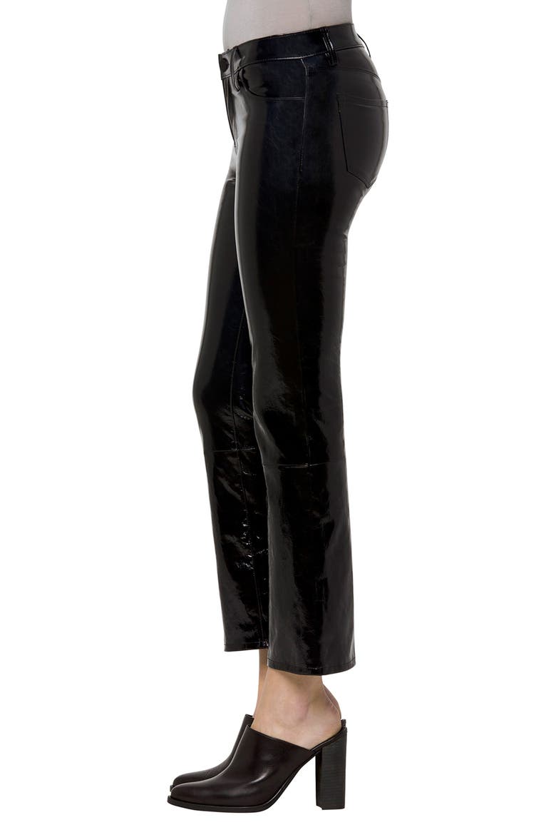 Selena Crop Bootcut Patent Leather Jeans, Alternate, color, PATENT BLACK