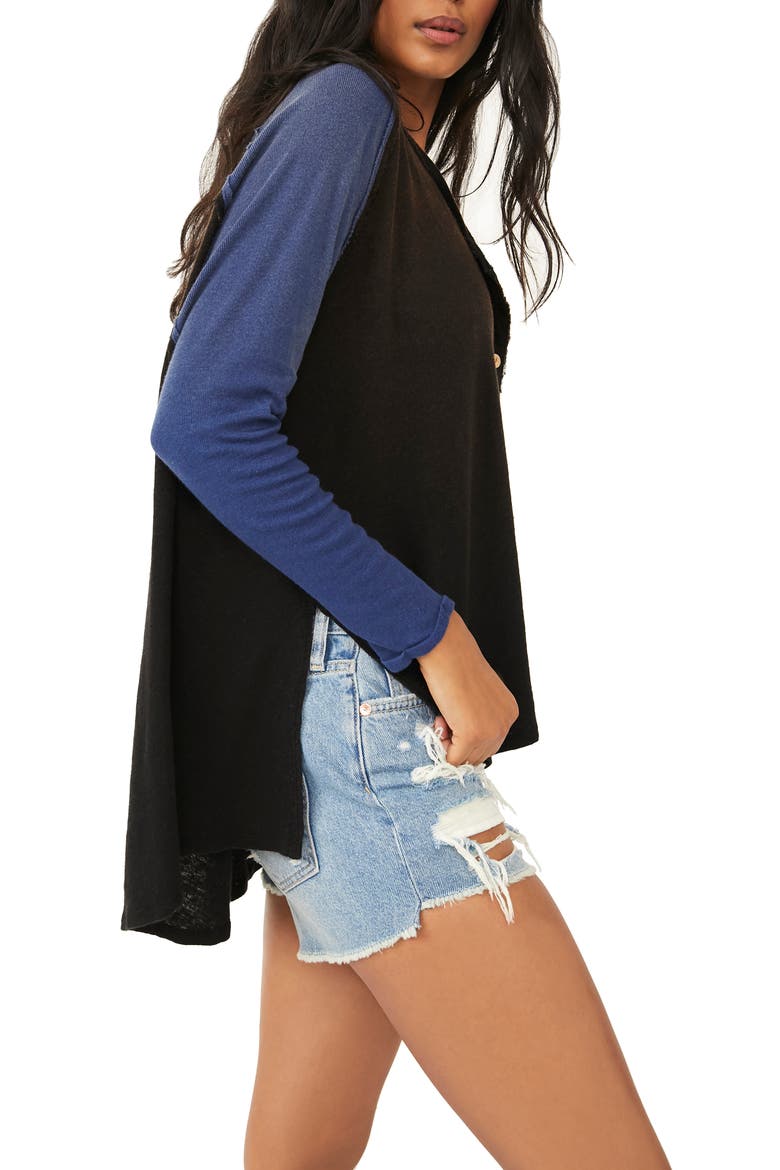 Grand Slam Linen Blend Three-Quarter Sleeve Top, Alternate, color, BLACK COMBO