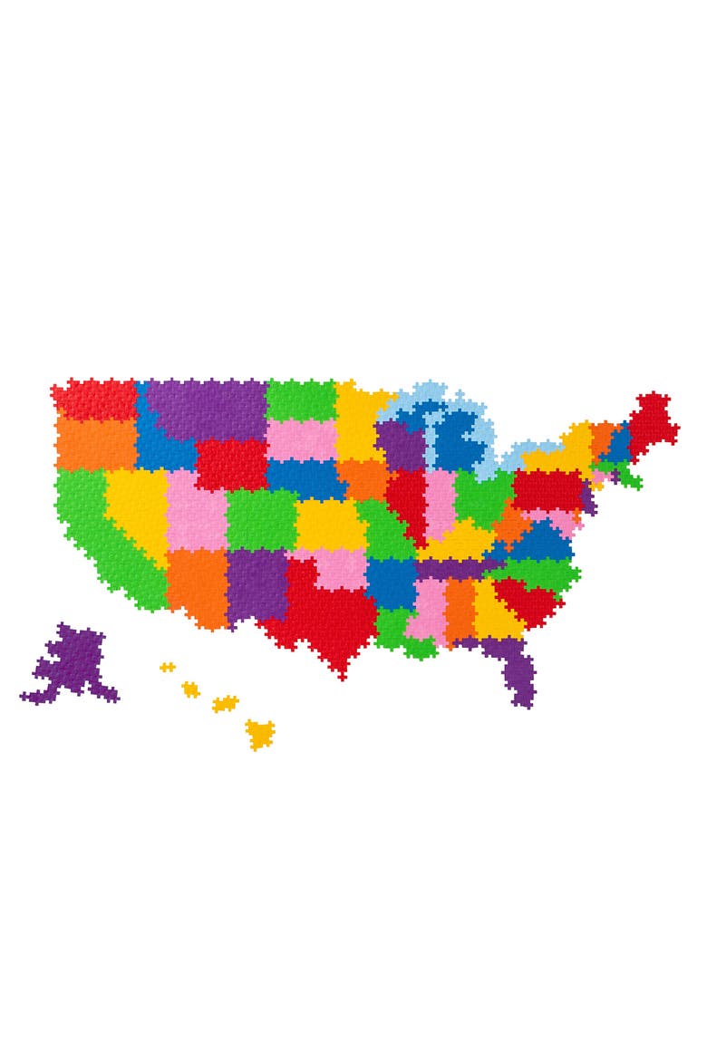 1400-Piece Map of USA Puzzle by Number, Alternate, color, MULTI-COLOR/ MIX