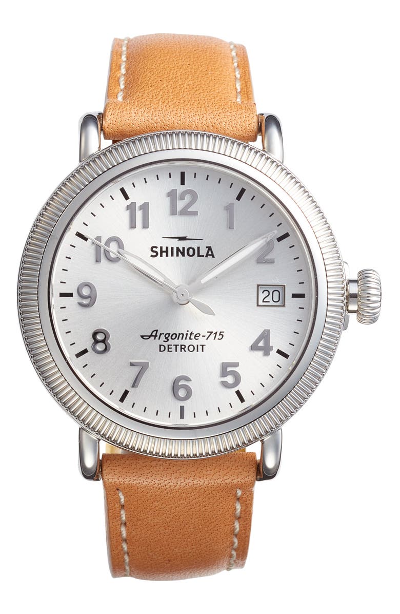 Shinola The Runwell Leather Strap Watch, 38mm, Main, color,