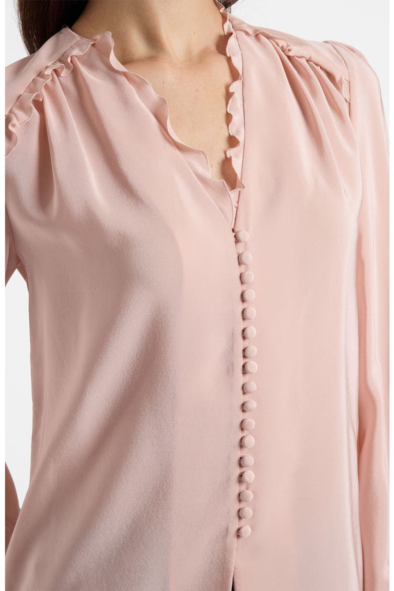 Blaine Long Sleeve Ruffle Silk Top, Alternate, color, Blush