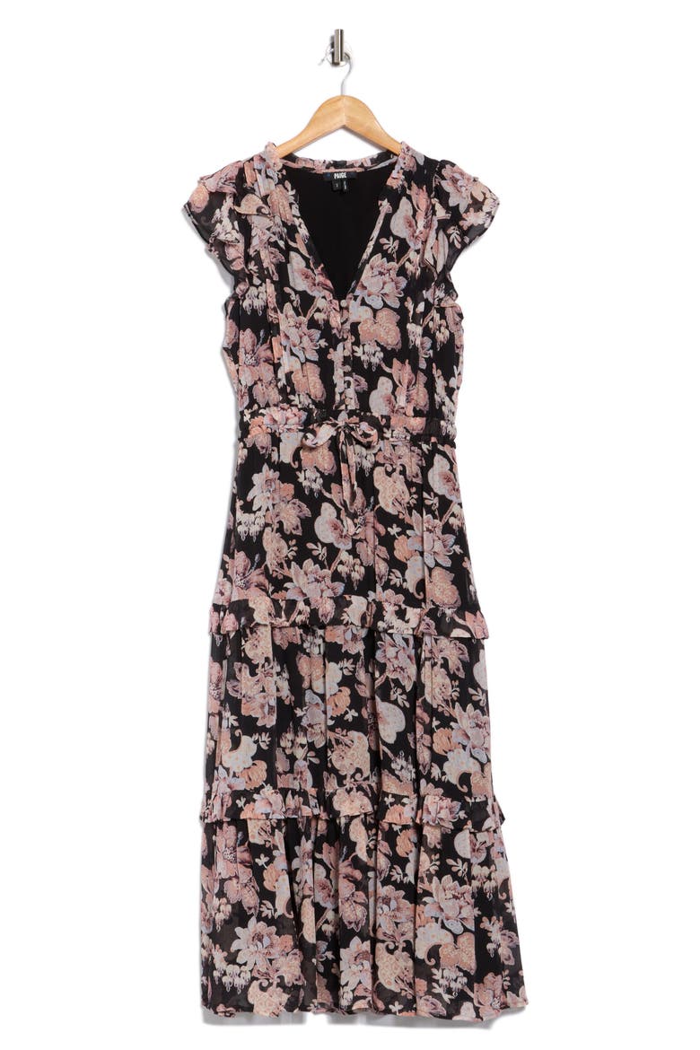 Rozlyn Floral Midi Dress, Alternate, color, BLACK MULTI