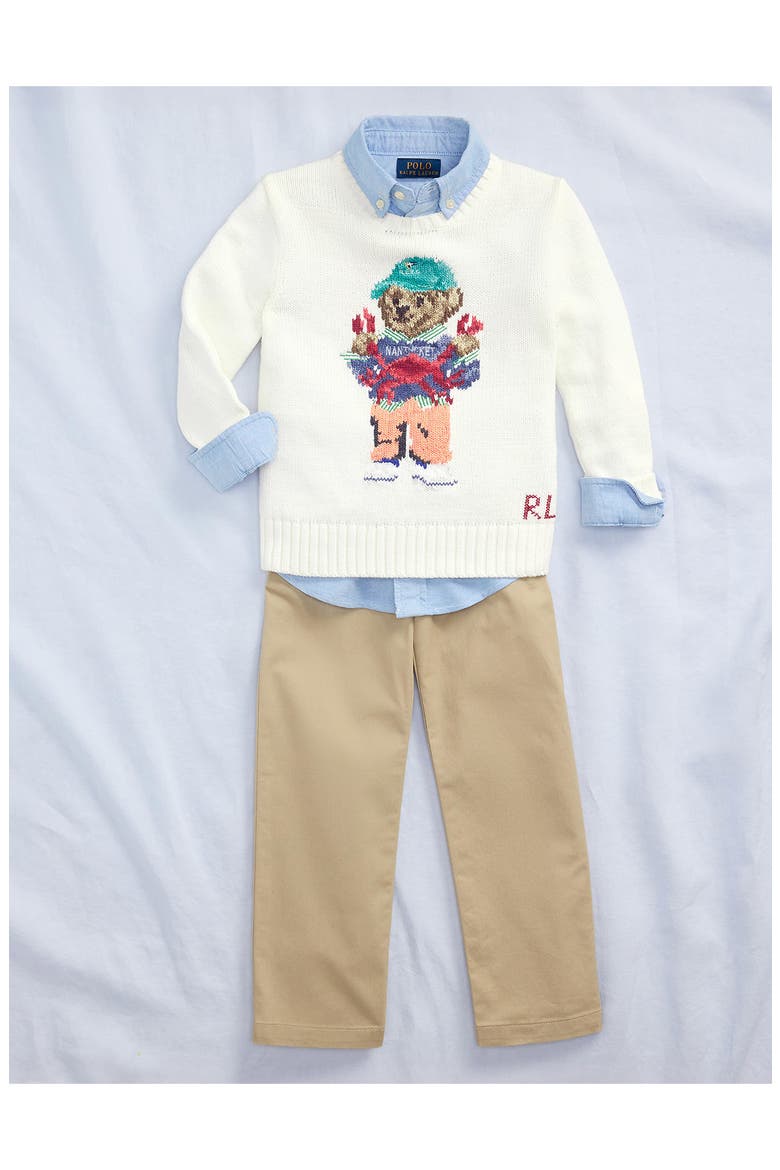 Kids' Flat Front Stretch Cotton Chinos, Alternate, color, CLASSIC KHAKI