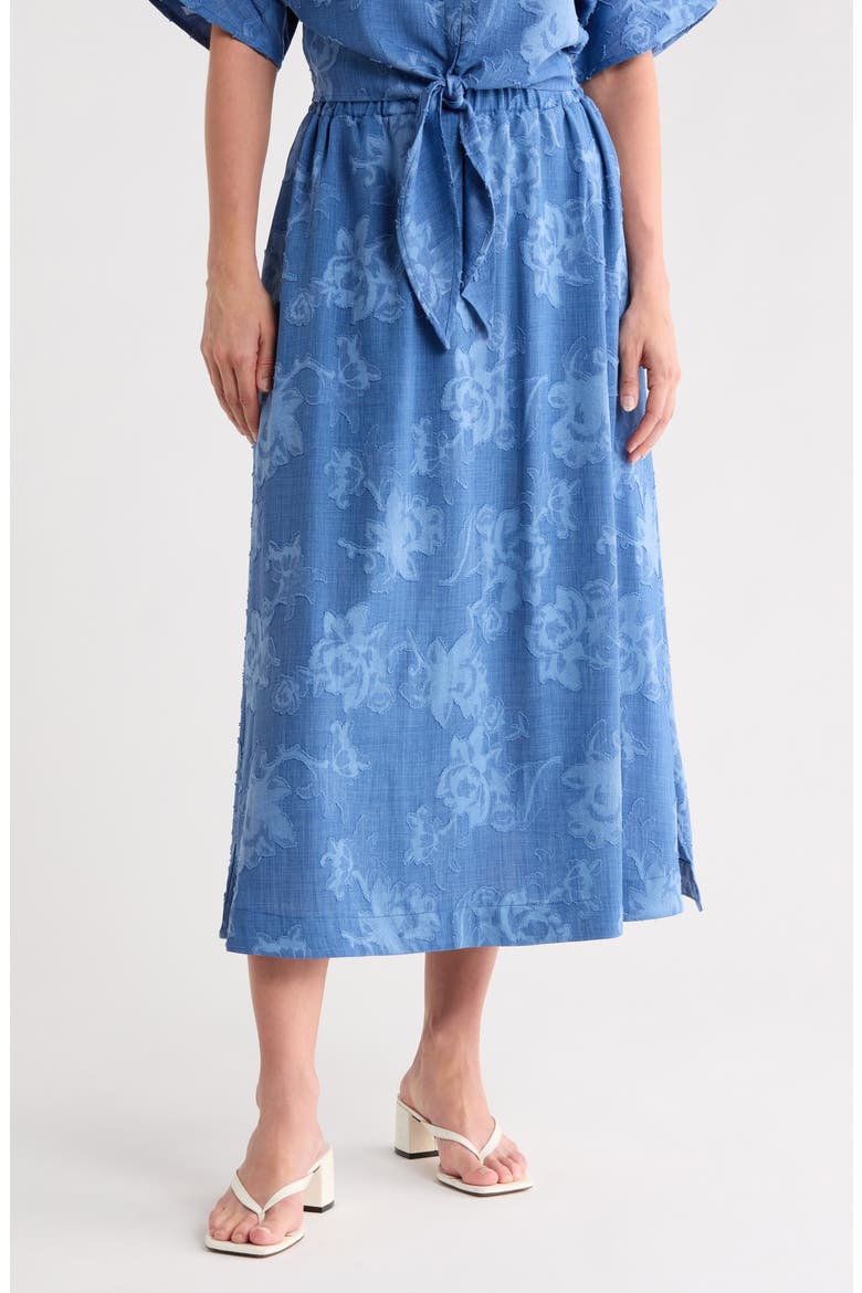 Floral Jacquard Midi Skirt, Main, color, BLUE FLORAL
