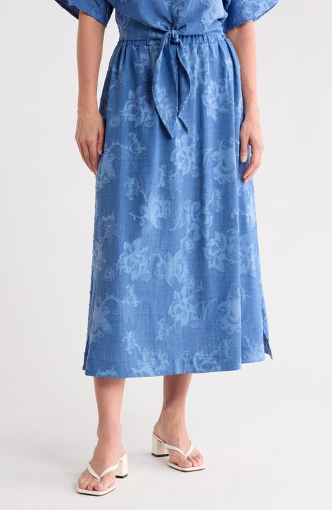 Floral Jacquard Midi Skirt