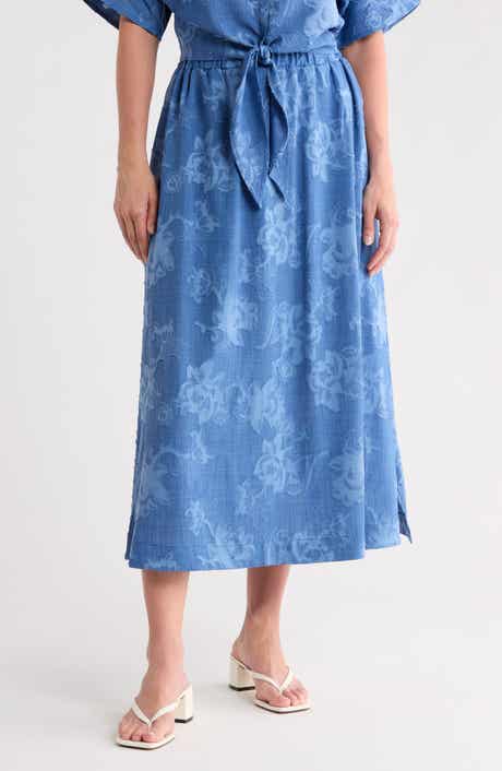 Floral Jacquard Midi Skirt