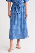 Ellen Tracy Floral Jacquard Midi Skirt