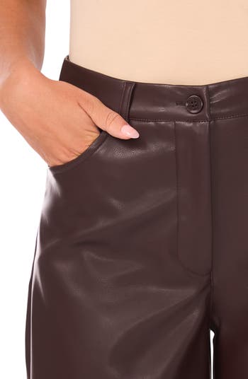 Faux Leather Wide Leg Pants