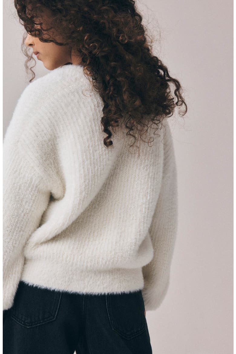 Kids' Eyelash Knit Cardigan, Alternate, color, WHITE