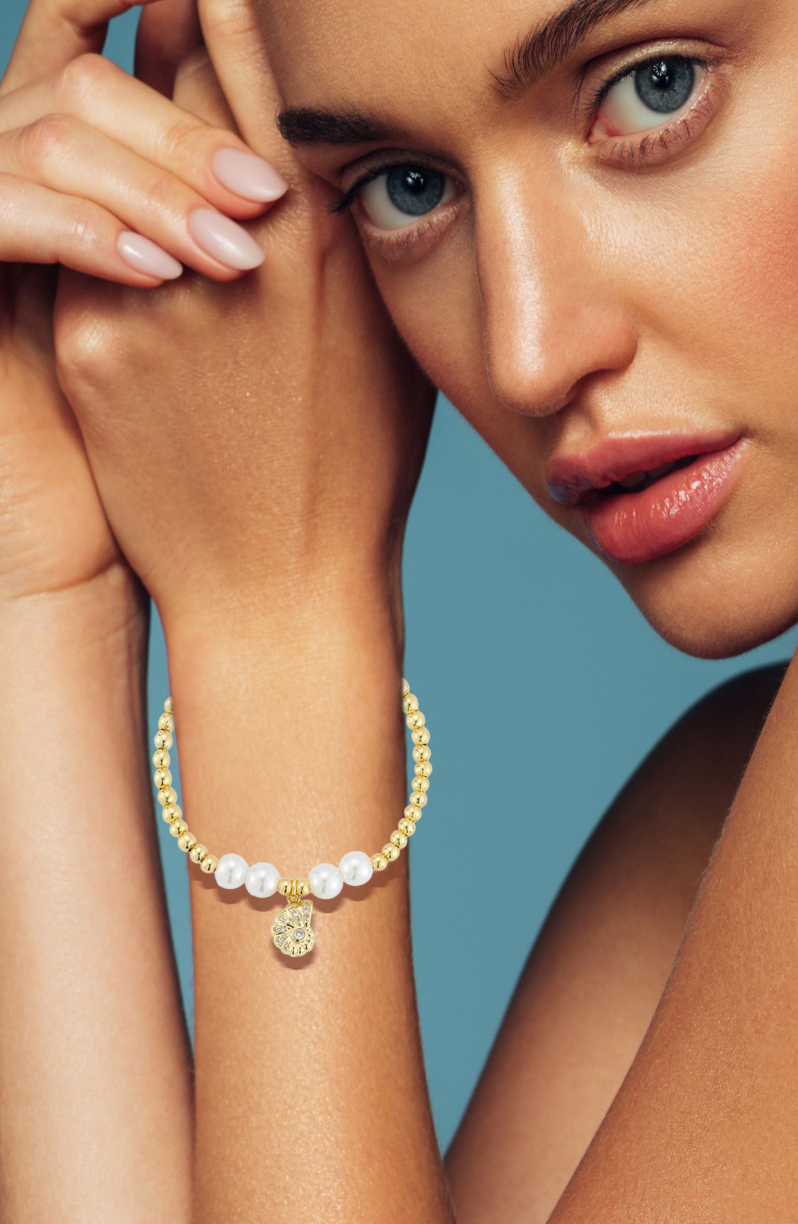 GLAZE JEWELRY Shell Charm Beaded Slider Bracelet (Women) | Nordstromrack