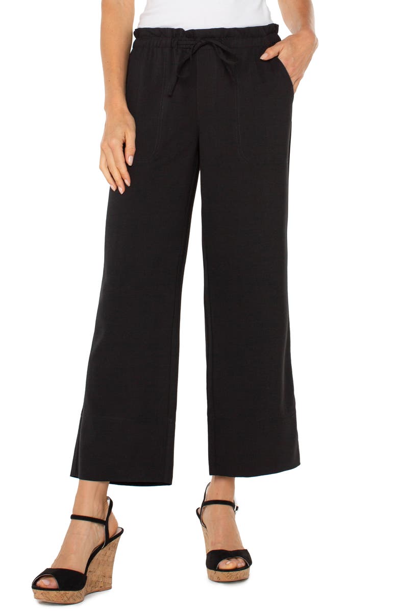 Liverpool Los Angeles Tie Waist Ankle Wide Leg Pants, Alternate, color, Black