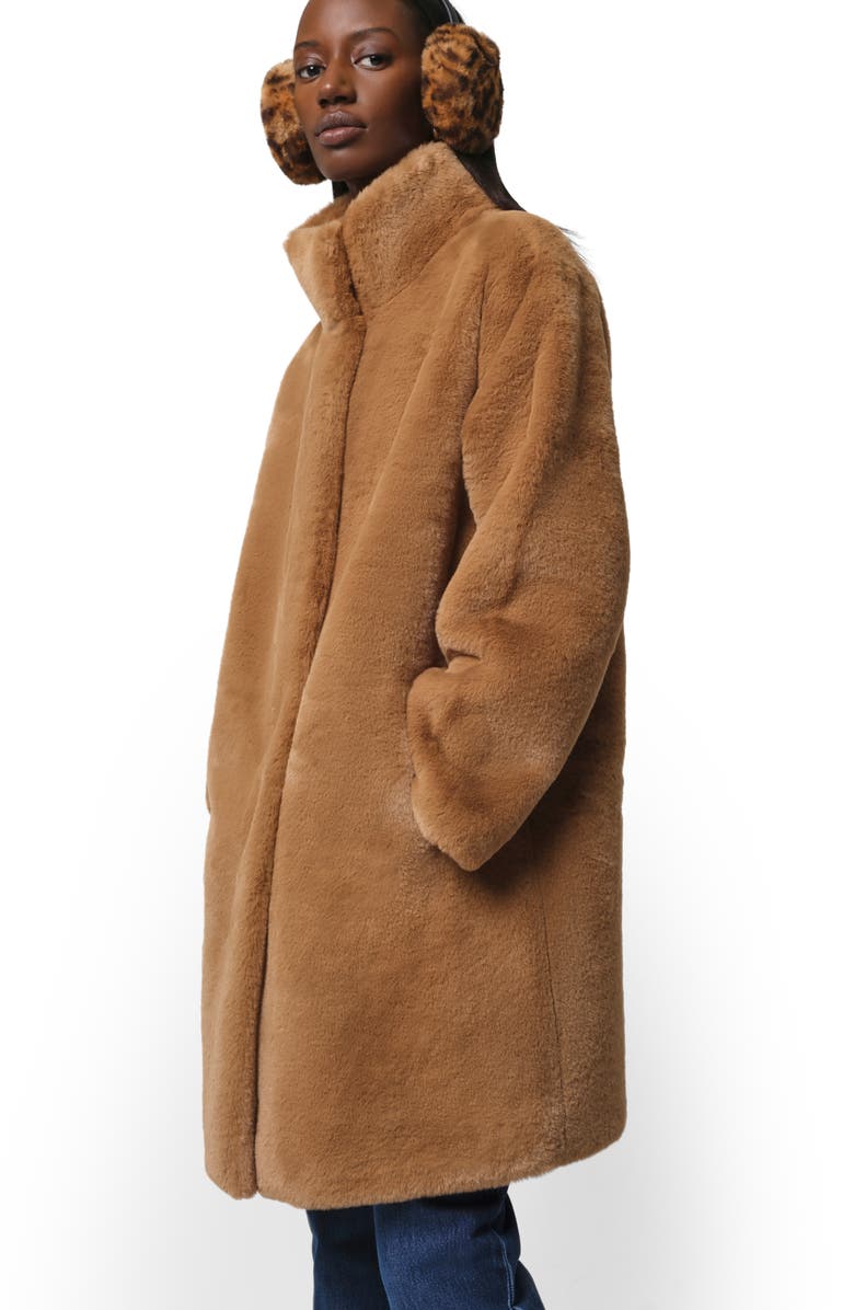Apparis Blair Mid Length Recycled Polyester Pluche<sup>™</sup> Faux Fur Coat, Alternate, color, Camel