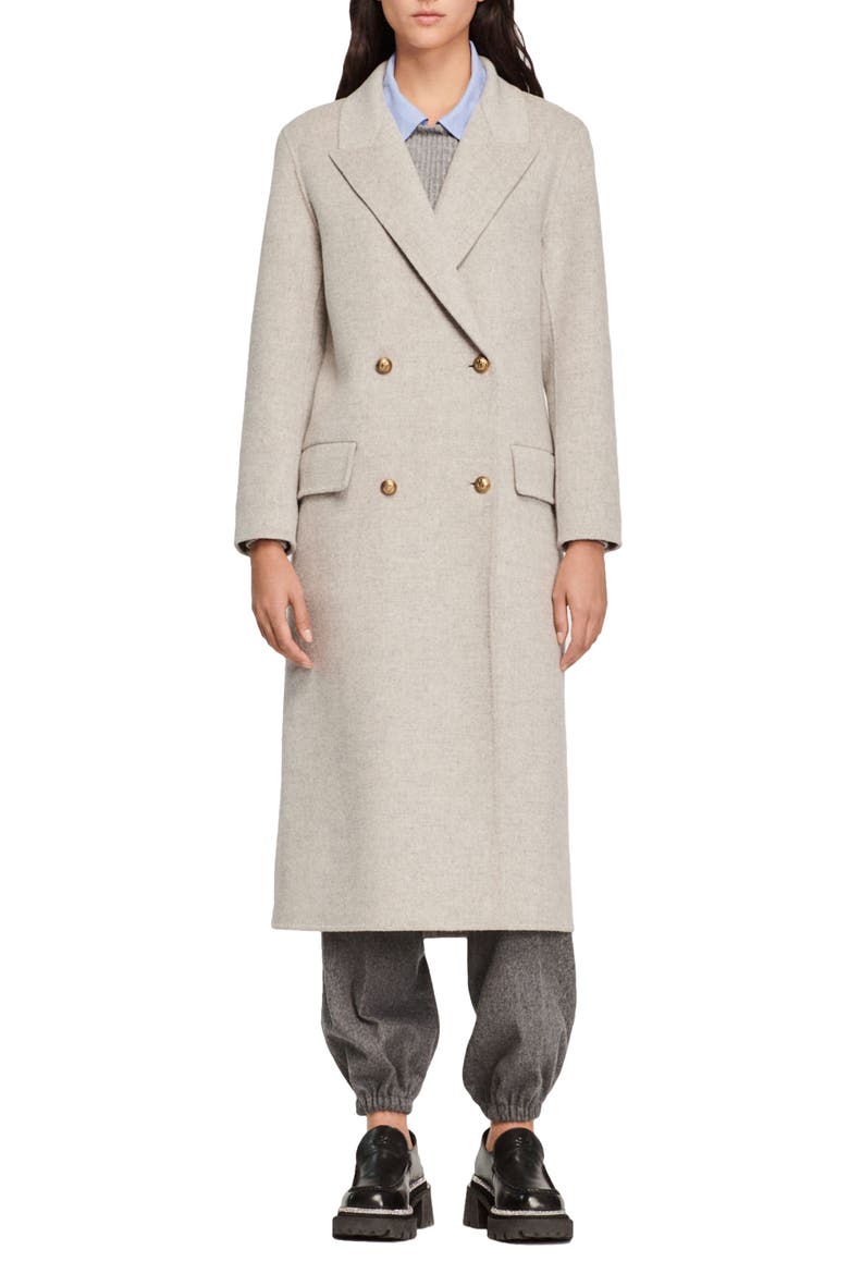 Mystere Double Breasted Wool Coat, Main, color, LIGHT GREY