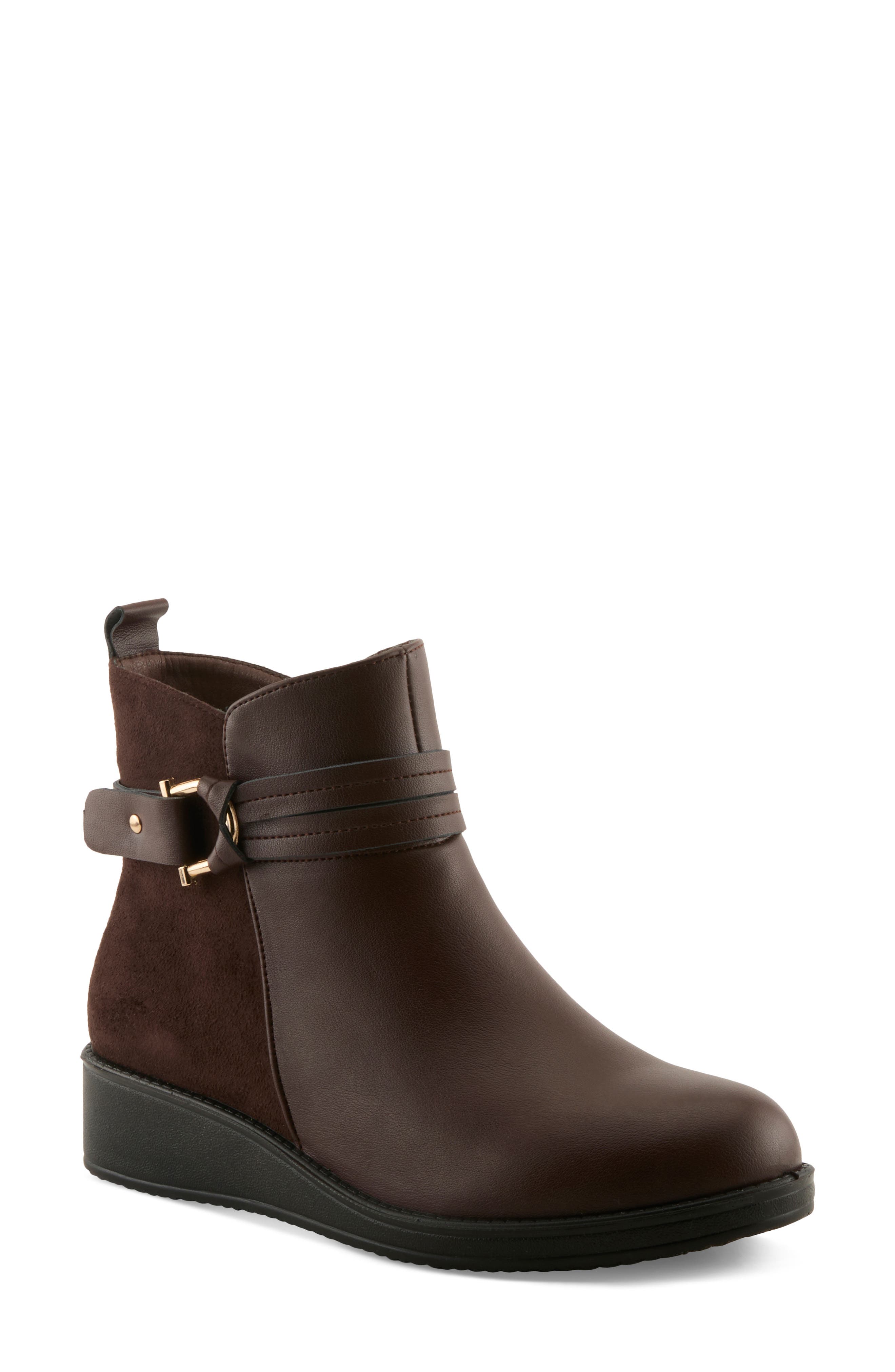 Calimera Faux Leather Bootie, Main, color, BROWN