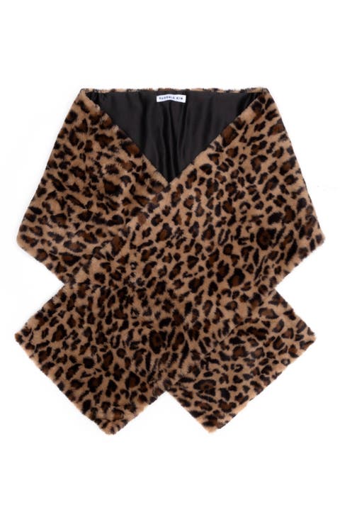 Faux Fur Leopard Print Stole