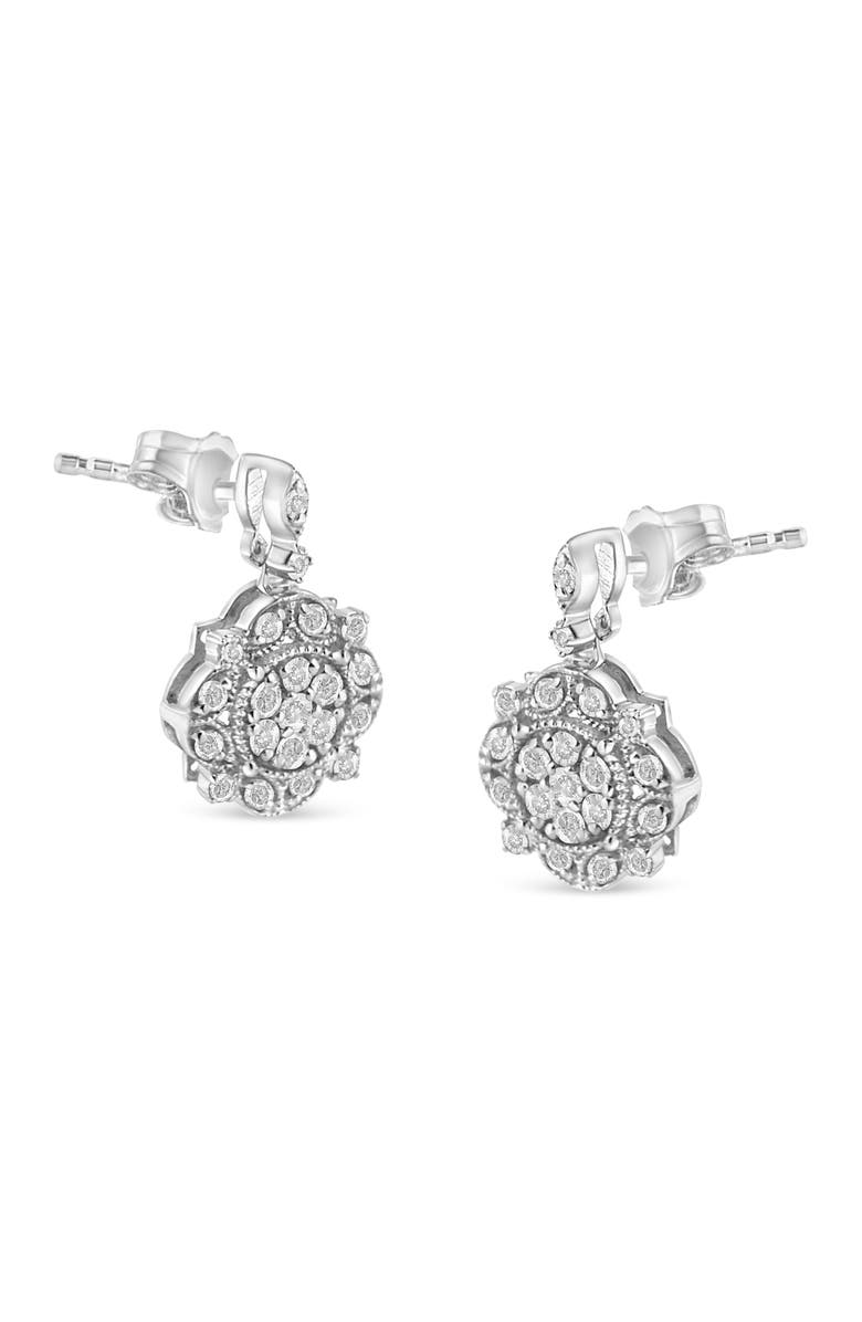Haus of Brilliance Silver 1/2 Ct Diamond Dangle Miligrain Earring, Alternate, color, White