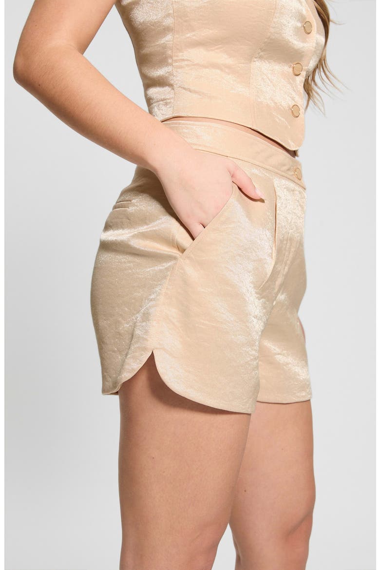 Camille Velvet Pleat Front Shorts, Alternate, color, BEIGE