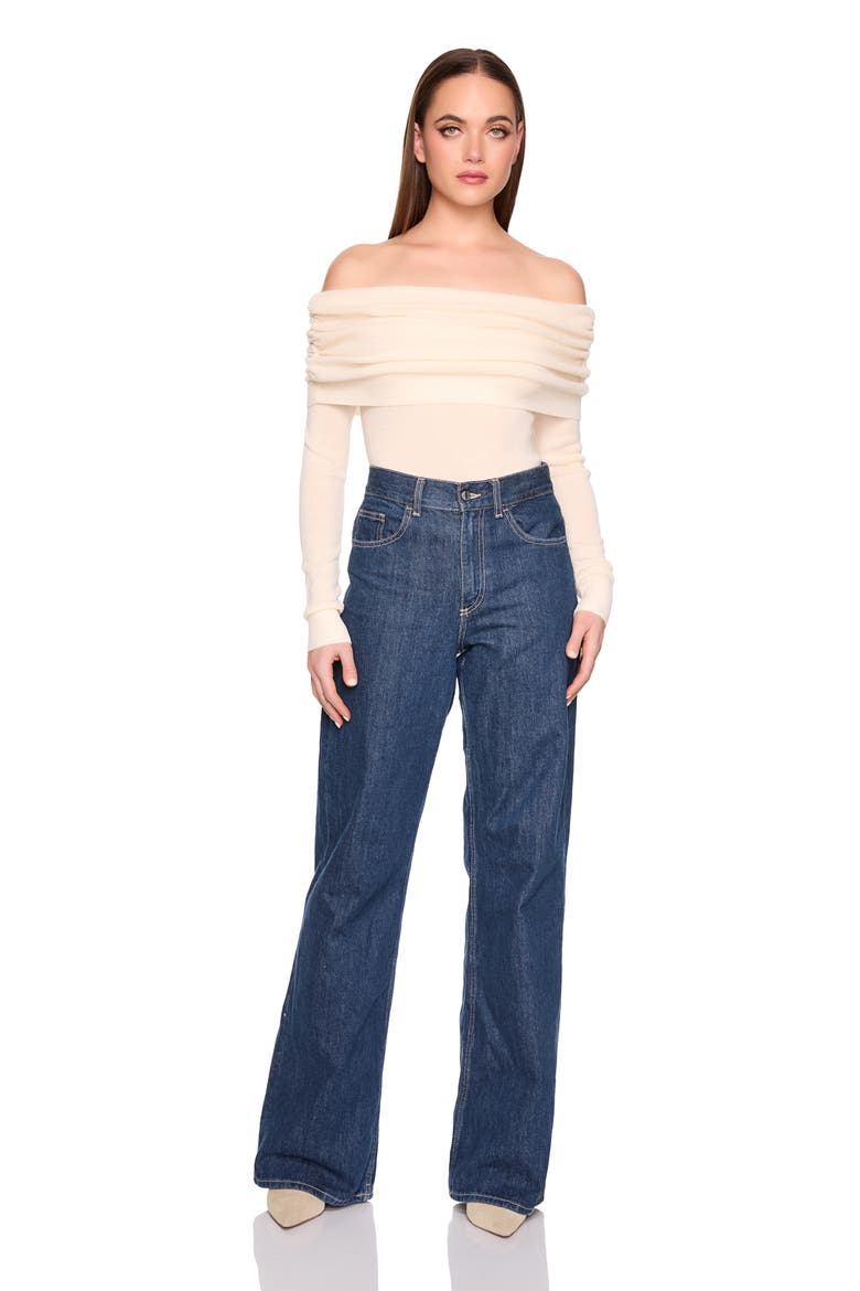 Off the Shoulder Merino Wool Sweater, Alternate, color, BELGIAN CREME