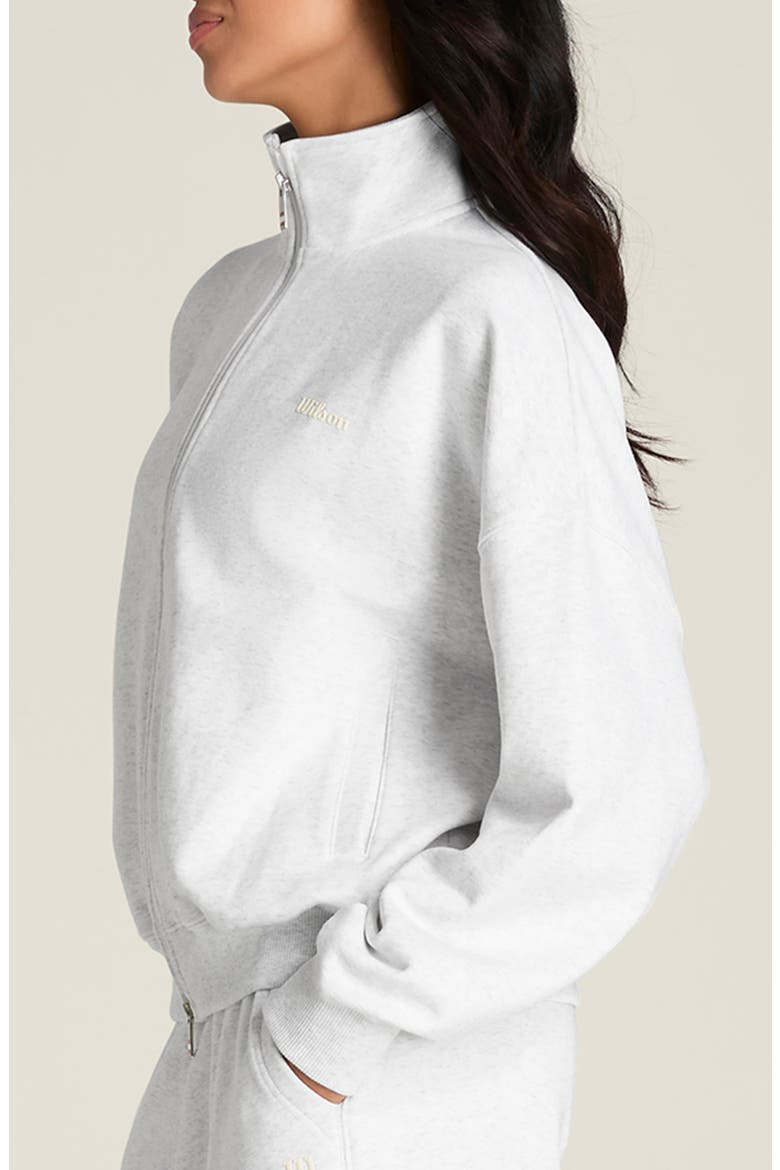 Two Way Zip Stretch Cotton Blend Sweatshirt, Alternate, color, CLOUD HEATHER