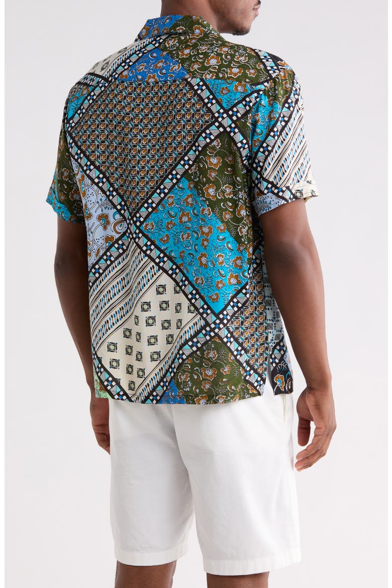 Cala Print Short Sleeve Button-Up Shirt, Alternate, color, TURQUOISE