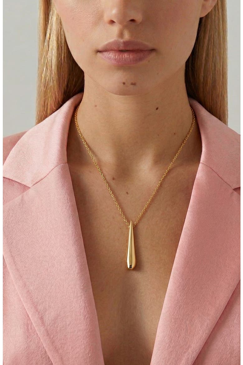 Eos Teardrop Necklace, Alternate, color, Gold
