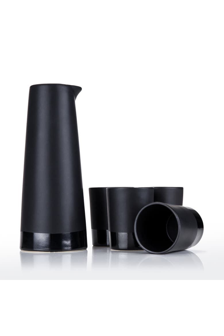 5-Piece Stoneware Sake Set, Main, color, Black