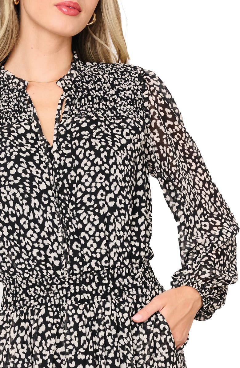 GIBSONLOOK The Leyla Floral Print Long Sleeve Maxi Dress, Alternate, color, Black Dune Cheetah