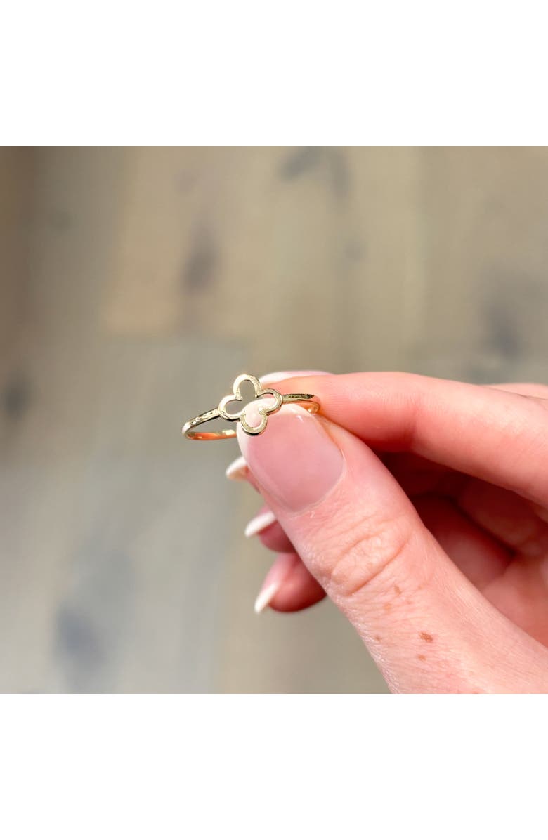 The Lovery Fine Jewelry Gold Open Clover Ring, Alternate, color,