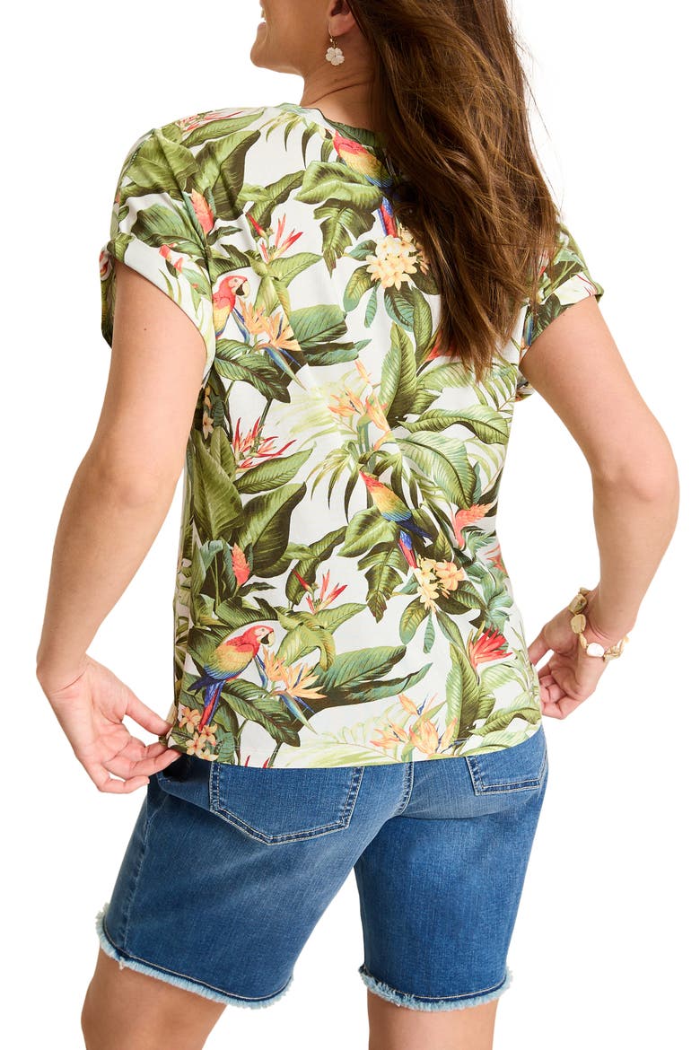 Kauai Fronds Forever Palm Print V-Neck T-Shirt, Alternate, color, COCONUT