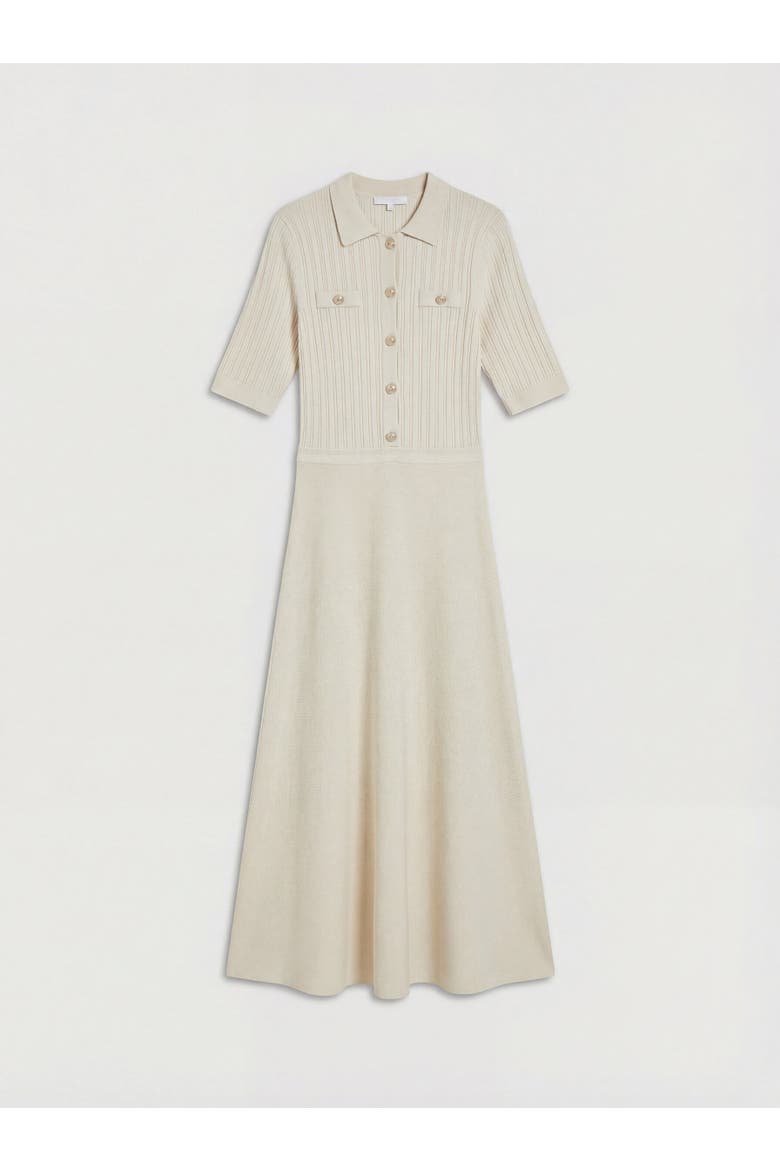 Rib Knit Military Trim Maxi Dress, Alternate, color, Cream