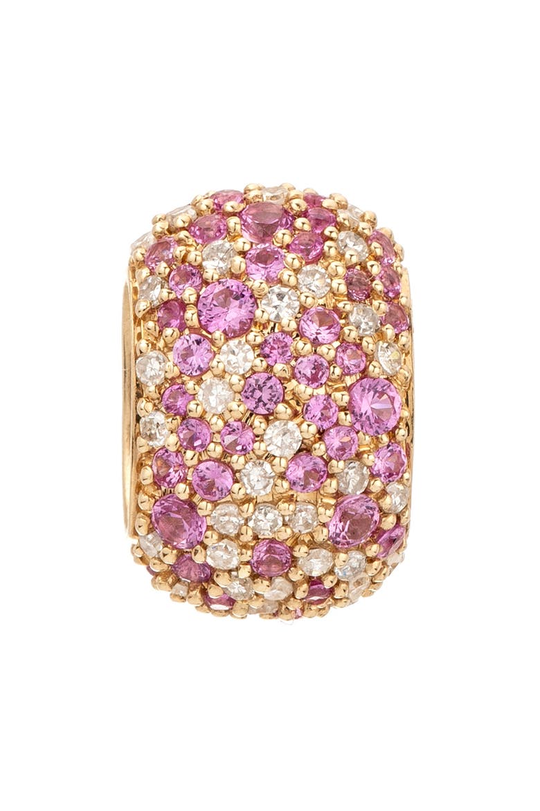 Pavé Sapphire & Diamond Pendant Charm, Main, color, YELLOW GOLD/ PINK