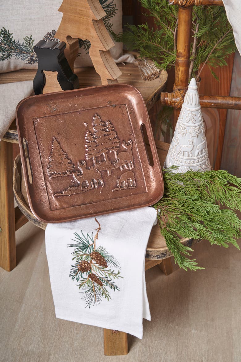 Pinecone Swag 100% Cotton Handtowel, Alternate, color, Brown
