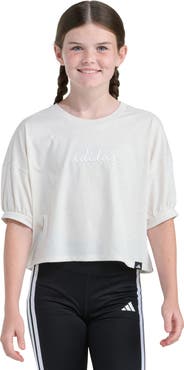 adidas Kids' Graphic Cotton Blend Puff Sleeve T-Shirt