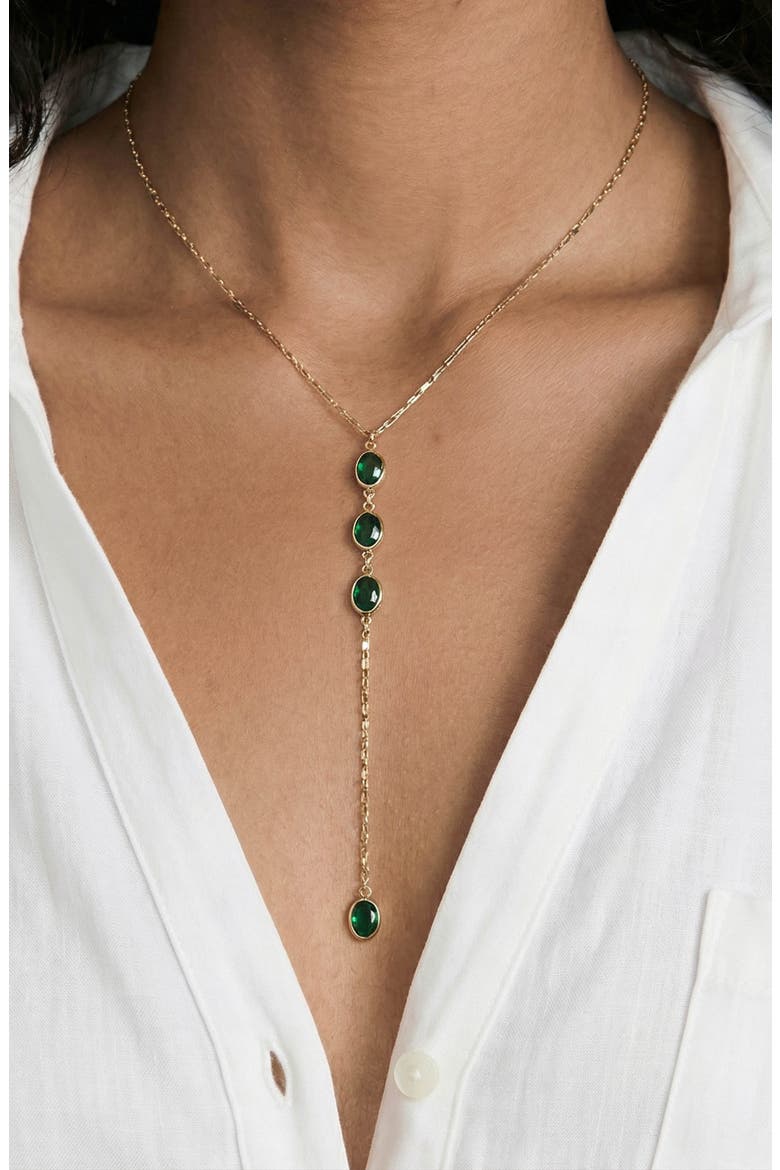 Sparkle Dip Y-Necklace, Alternate, color, GREEN