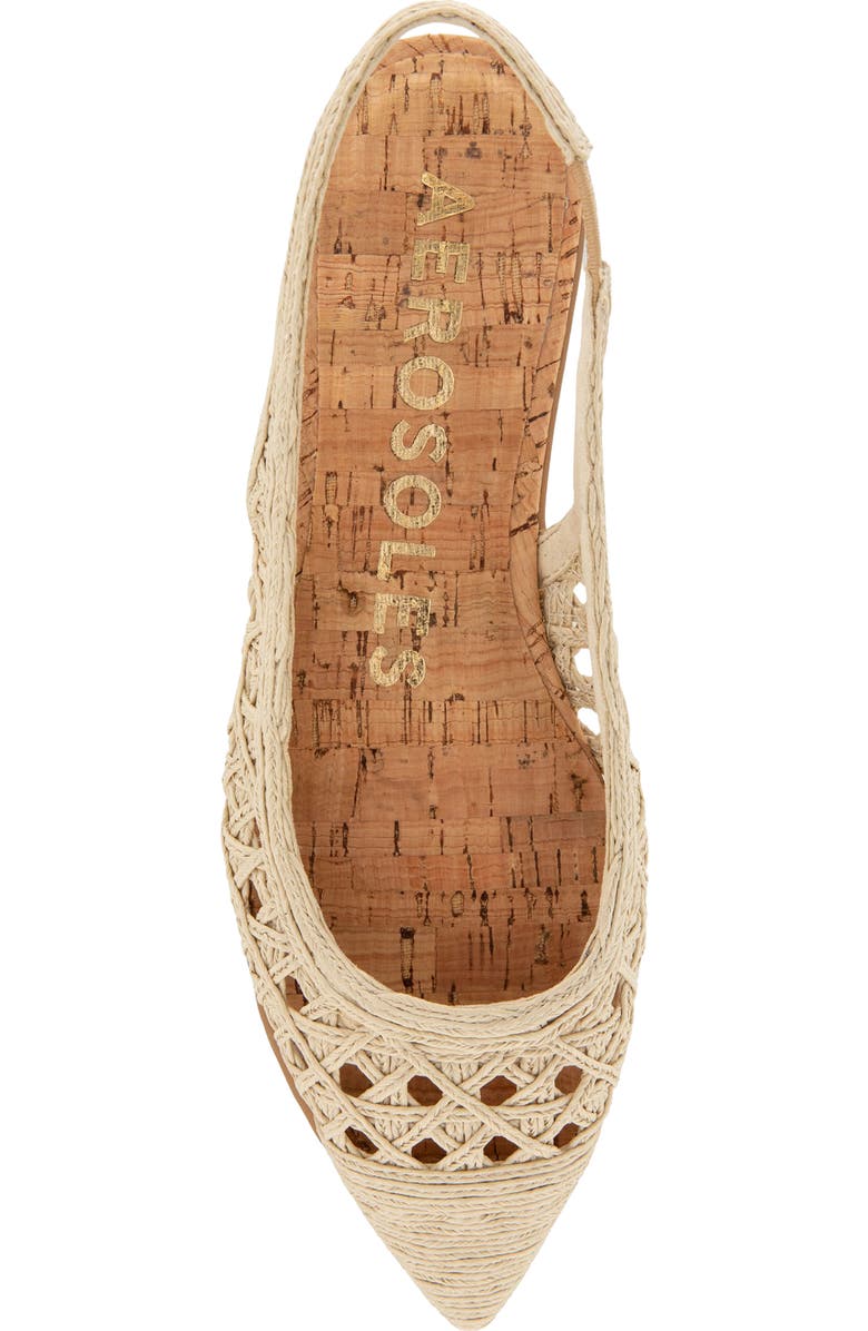 Aerosoles Diego Slingback Pointed Cap Toe Raffia Flat, Alternate, color, Natural Ember Raffia