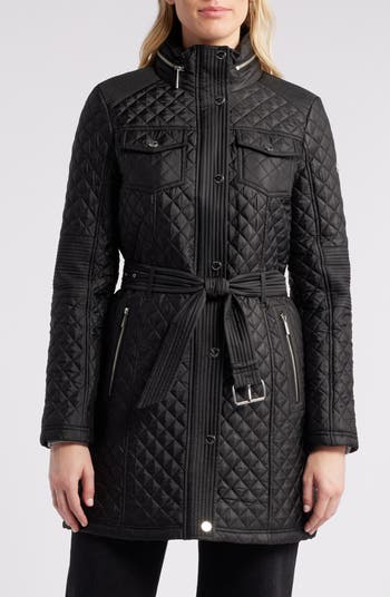Michael Kors Belted Diamond Quilted Jacket with Stowaway Michael Kors Belted Diamond Quilted Jacket with Stowaway