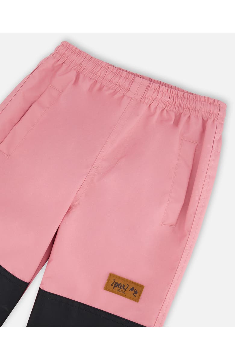 Deux par Deux Girl's Two-Piece Mid-Season Outerwear Set Pink, Black, And Flowers, Alternate, color, 