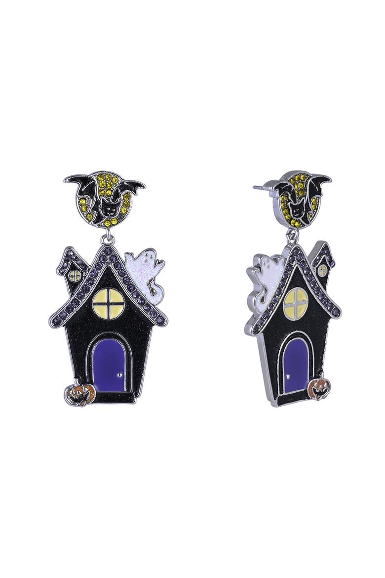 Halloween Haunted House Earrings, Main, color, Purple
