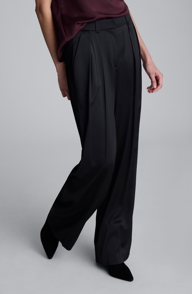Kenneth Cole Double Pleat High Waist Wide Leg Pants, Main, color, Black