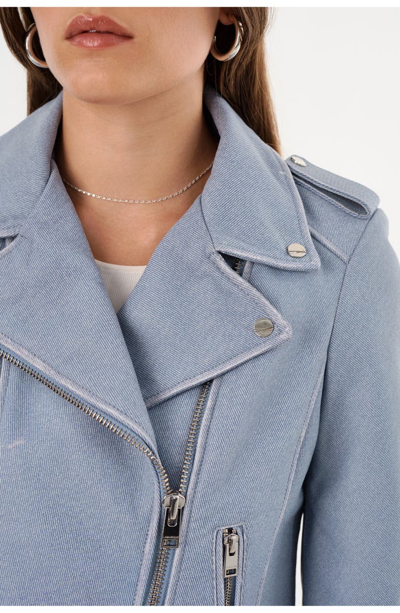LAMARQUE Donna | Iconic Leather Biker Jacket, Alternate, color, Light Blue Denim