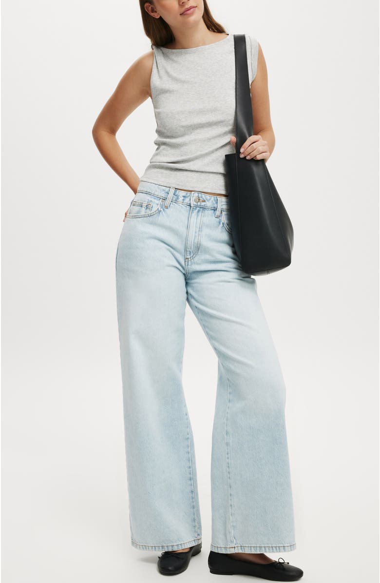 Cotton On Women's Relaxed Wide Jean, Alternate, color, Pearl Blue