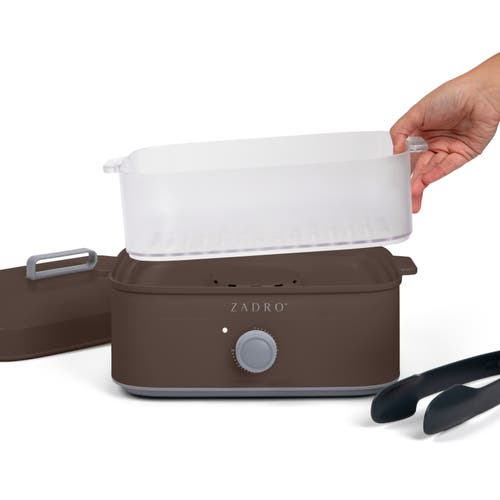 Zadro Countertop Towel Steamer With Tongs In Chocolate