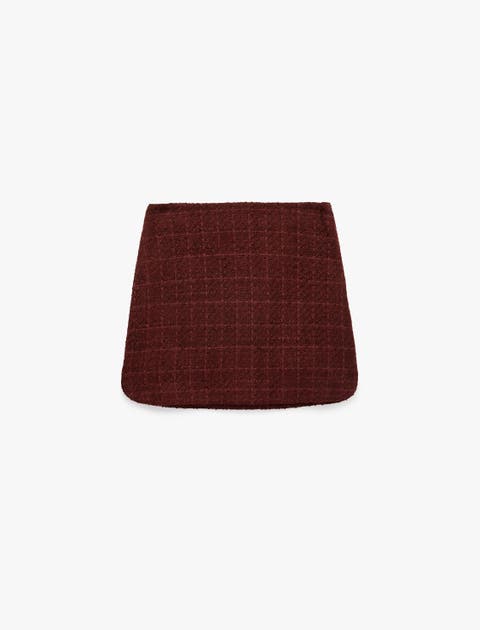 Tweed Plaid A-Line Mini Skirt