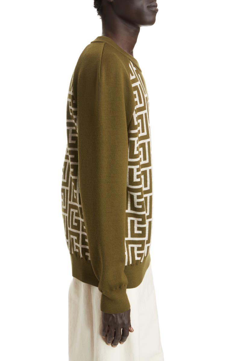 Balmain Macro Monogram Wool Blend Sweater, Alternate, color,