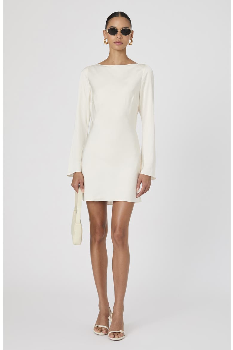 Ennis Long Sleeve Satin Minidress, Alternate, color, CLASSIC CREAM