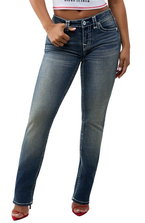Billie Buddha Pocket Mid Rise Straight Leg Jeans